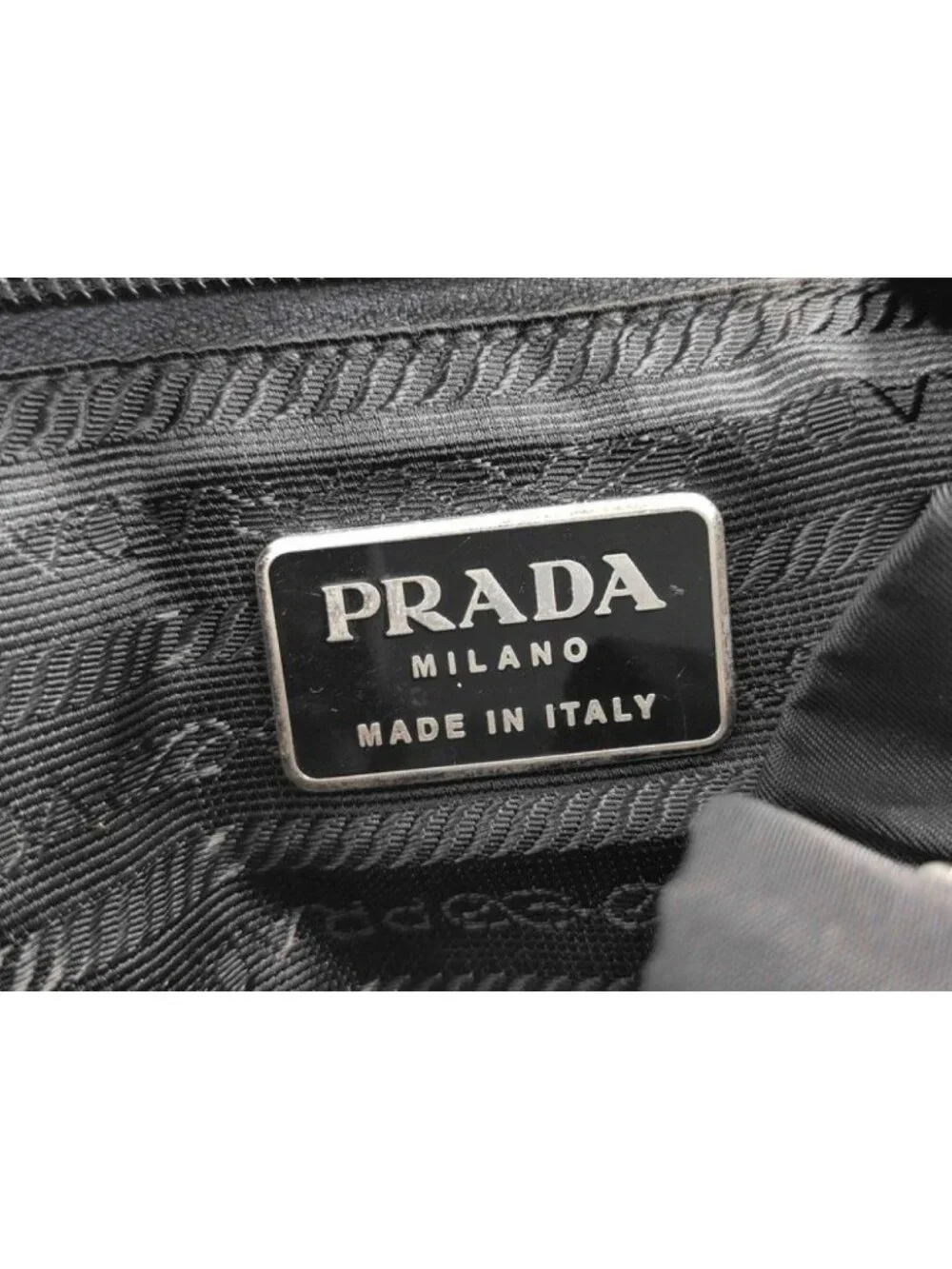 Prada Backpack Triangle Logo Black Nylon White Tag Silver